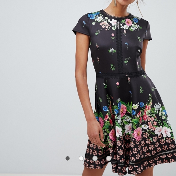 🍒NWT🍒 TED BAKER BLACK SKATER DRESS - Picture 9 of 12